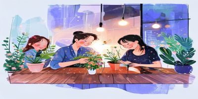 爱妻艺海角异地恋情侣线上直播课案例，两人分别在不同城市对着屏幕共同创作插花，画面温馨